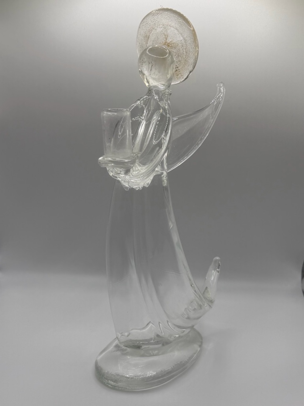 Vintage Murano Glass Walking Angel Taper Candle Holder Italy